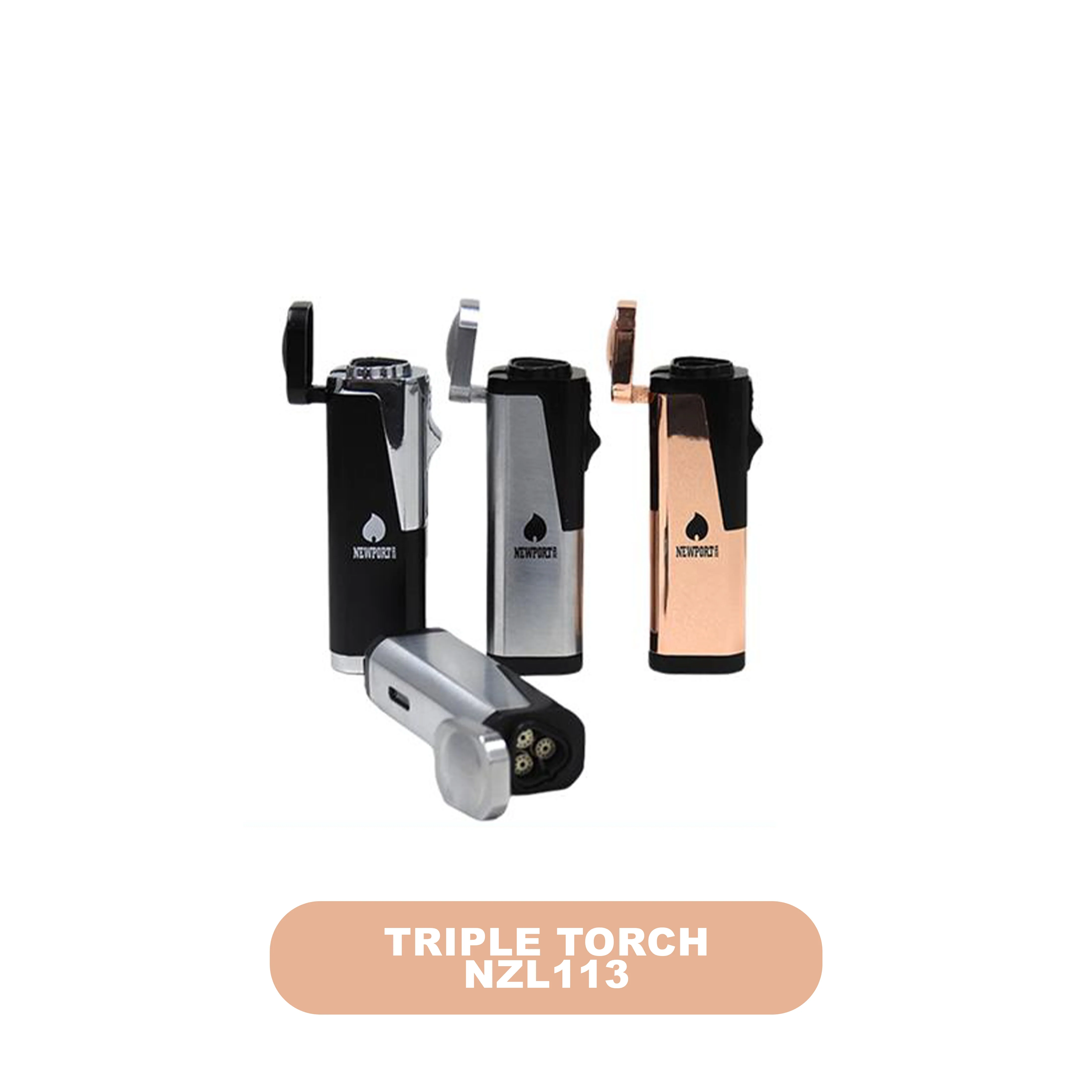 NZL113-Newport Zero 3 Flames Torch with Puncher Display-6ct - Image 2