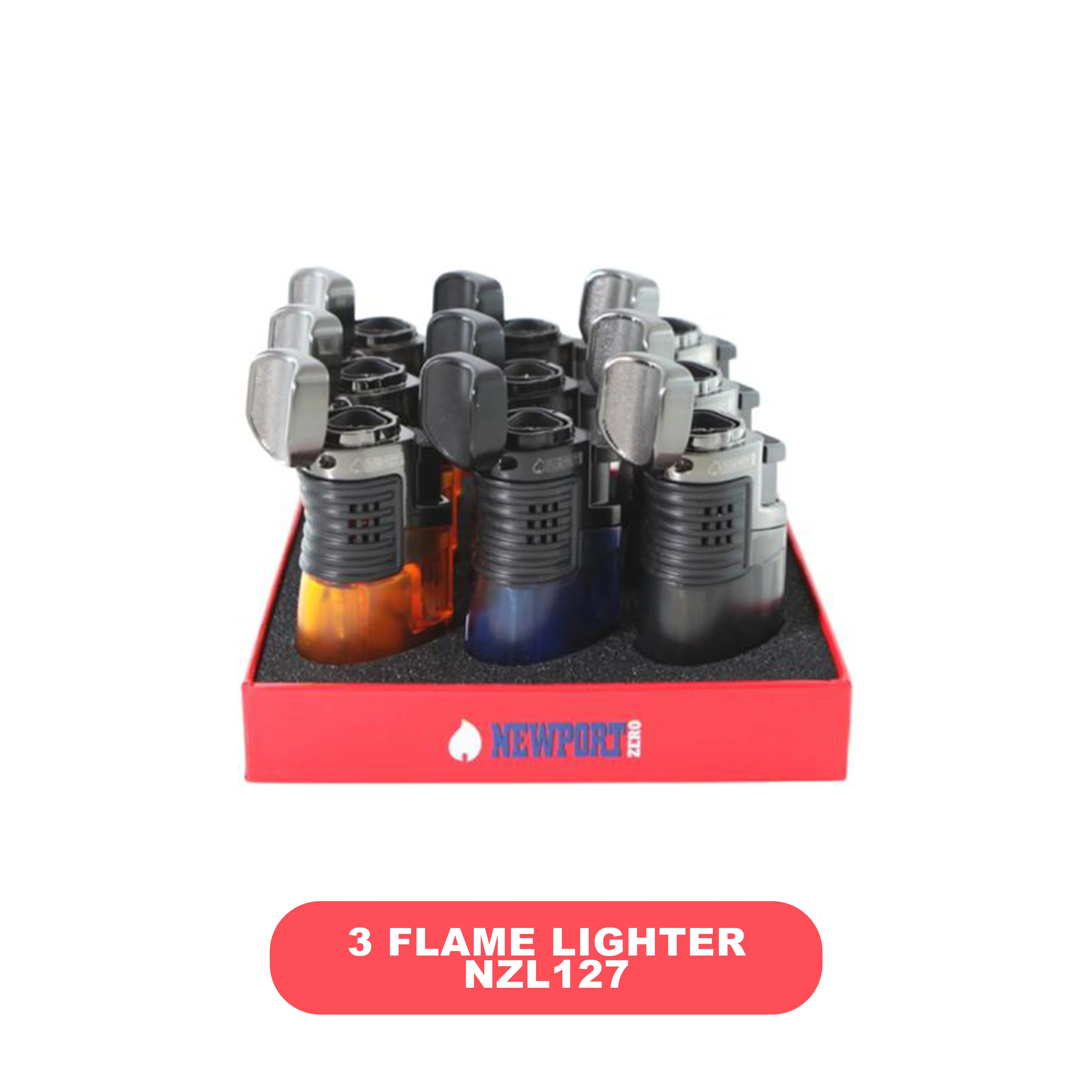 NZL127-Newport Zero 3 Flame Torch with Puncher Display-9ct - Image 2